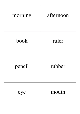 上海牛津版小学一年级英语上册单词卡片(正反面打印版)