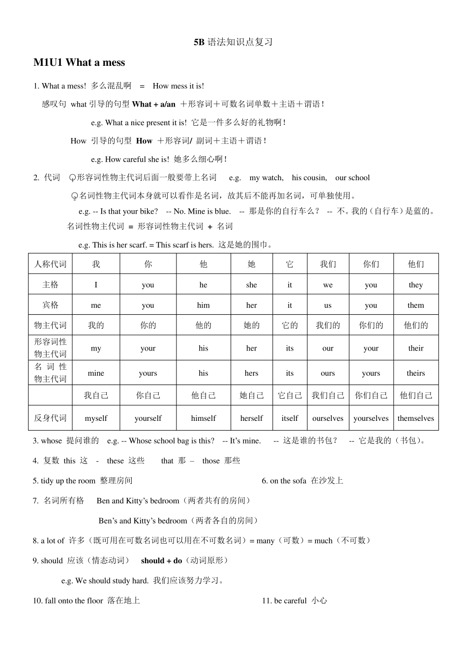 上海牛津英语5B语法知识点复习_第1页