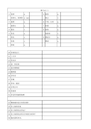 上海牛津英语预初下学期6B所有单词词组默写版