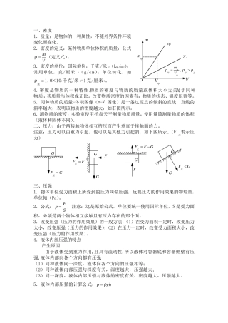 上海物理初三(密度压强浮力)