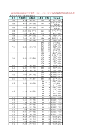 上海虹桥西站长途客运时刻表