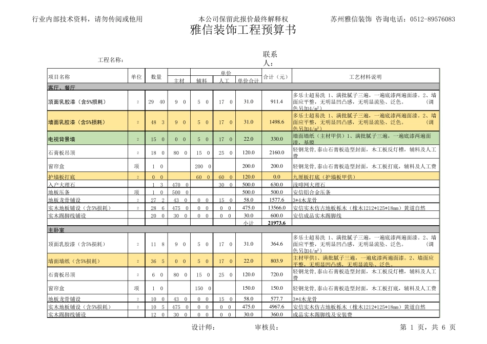 上海装修公司报价预算表_第1页