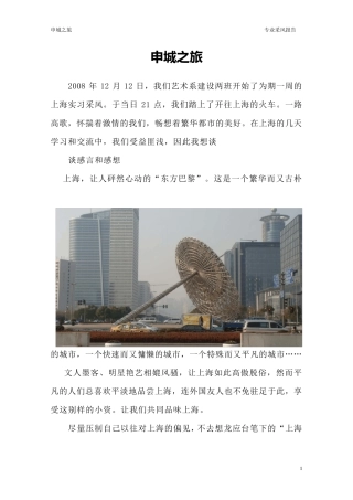 上海采风实习报告