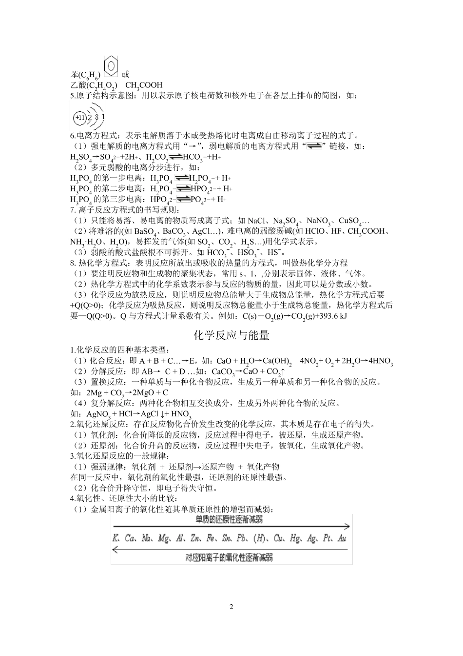 上海高中化学合格考—《基本概念和基本理论》知识总结_第2页