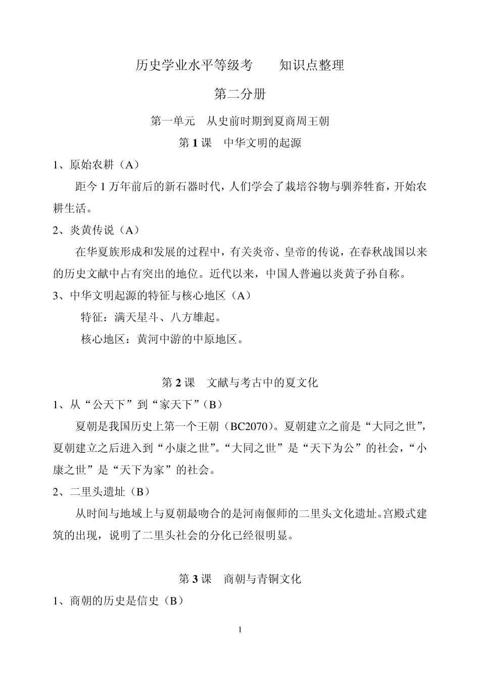 上海高中历史会考知识点整理第二分册_第1页