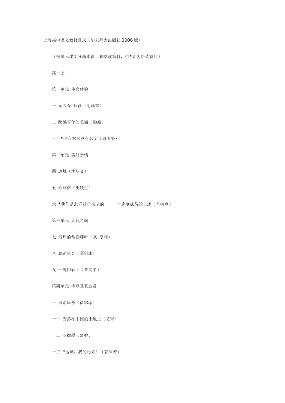 上海高中语文教材目录_第1页