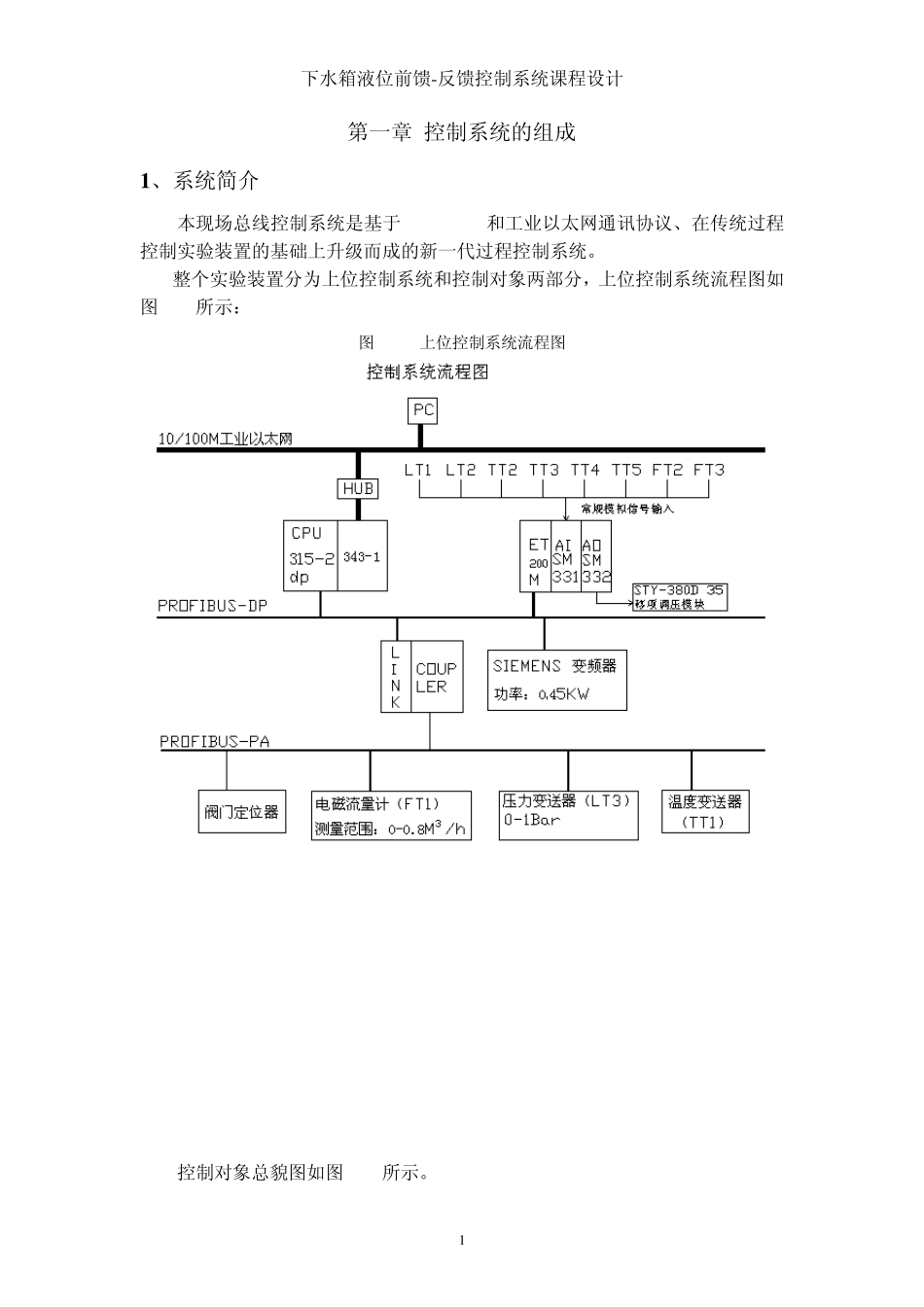 下水箱液位前馈反馈控制_第1页