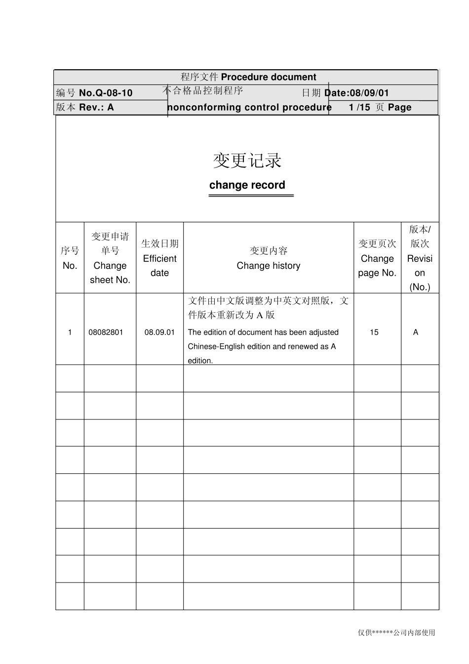 不合格品控制程序上市公司中英文版_第2页