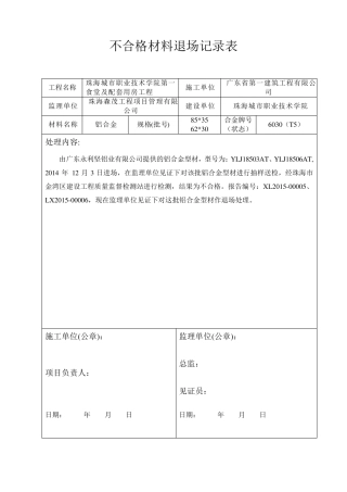 不合格材料退场记录1