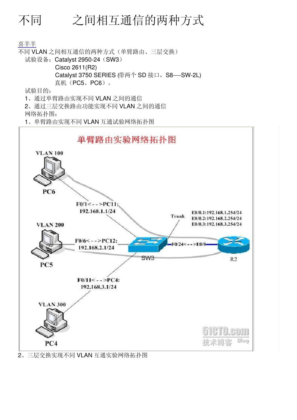 不同VLAN之间互相通信的两种方式_第1页