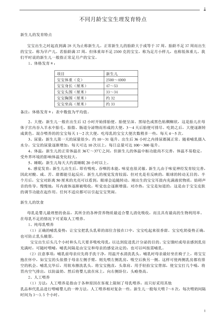 不同月龄宝宝生理发育特点_第1页