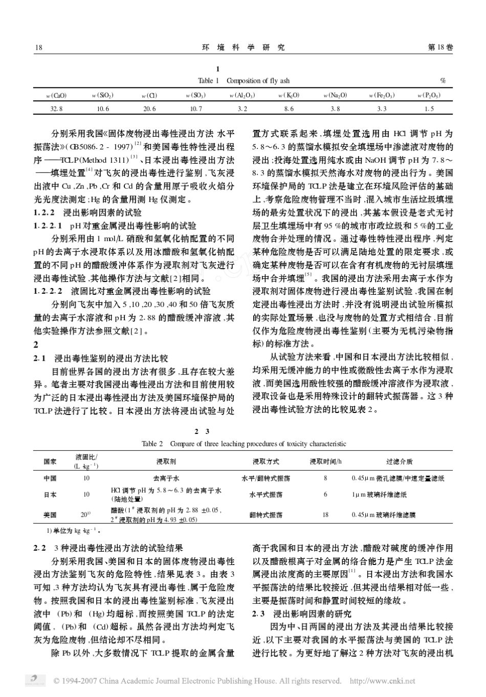 不同浸出毒性鉴别方法对垃圾焚烧飞灰浸出毒性鉴别的适宜性_第2页