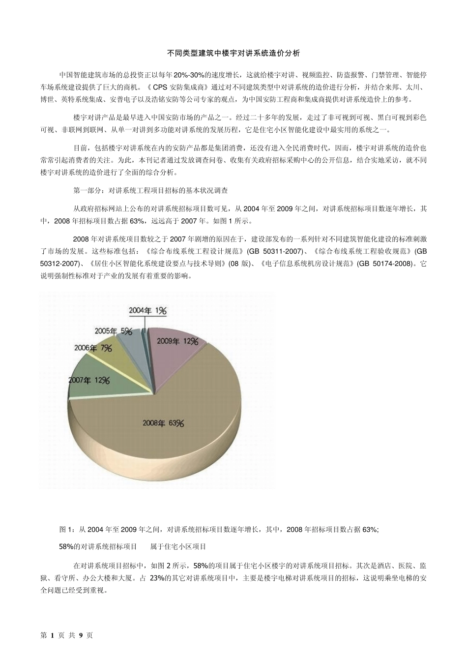 不同类型建筑中楼宇对讲系统造价分析_第1页