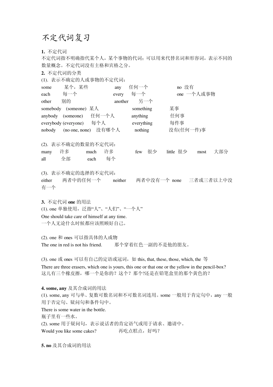 不定代词用法精讲精练_第1页