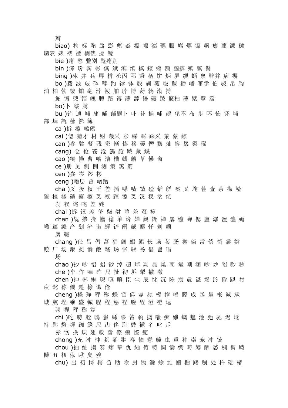 不常用汉字拼音对照表_第2页