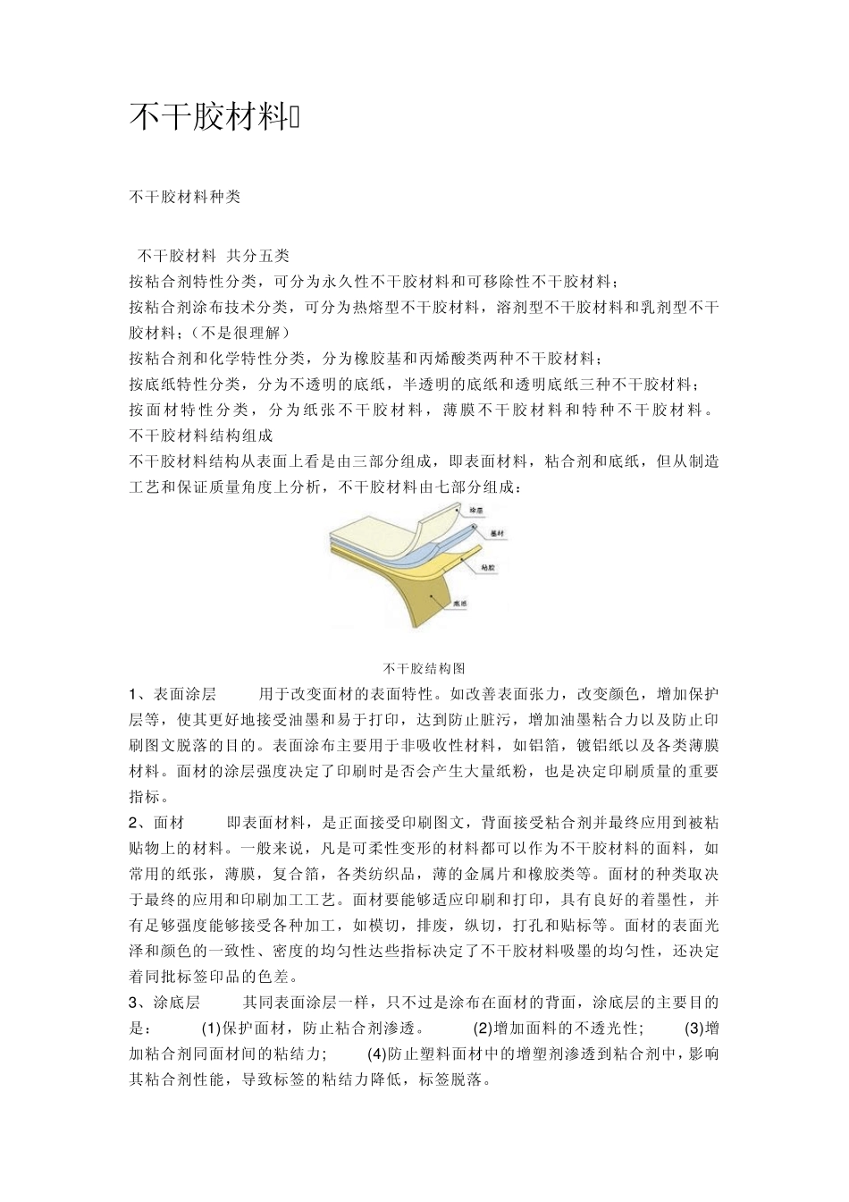 不干胶材料知识及相关印刷技术问题_第1页