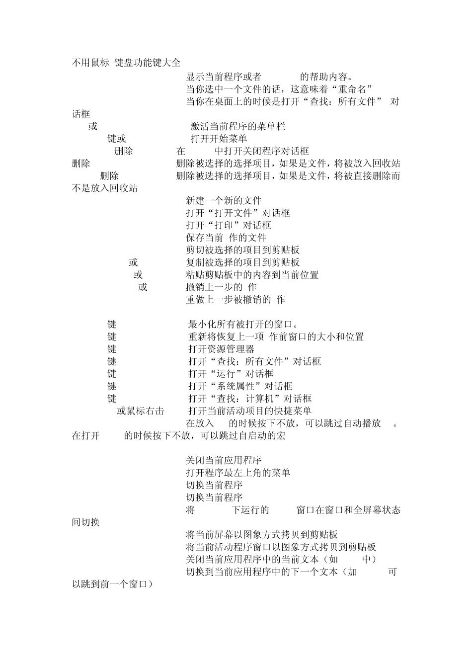 不用鼠标键盘功能键大全!_第1页