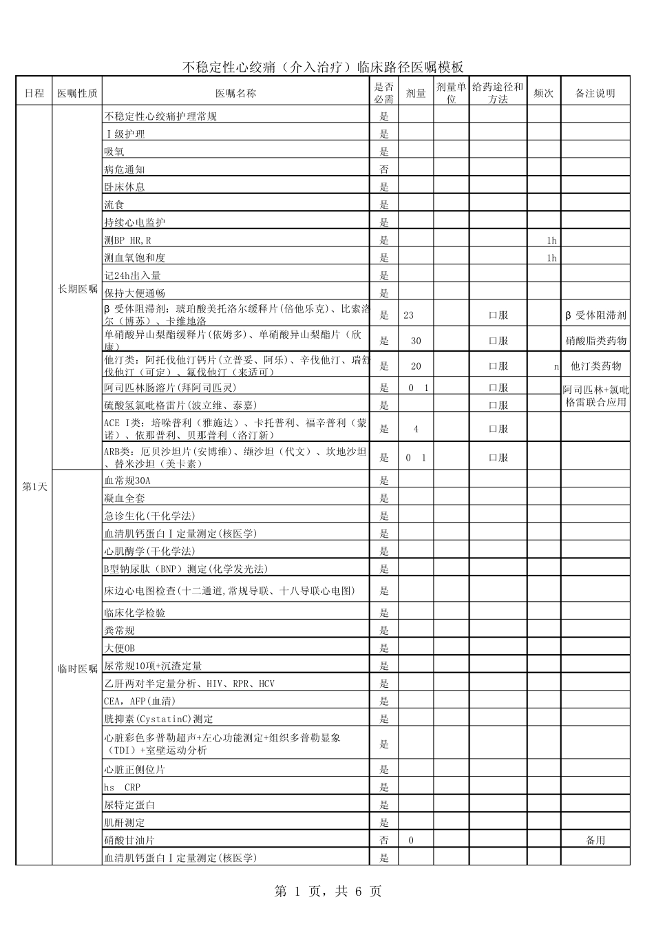 不稳定性心绞痛介入治疗临床路径_第1页