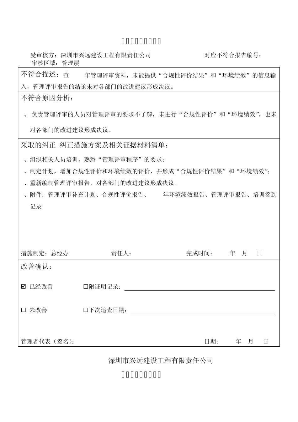 不符合原因分析报告兴远建设_第2页