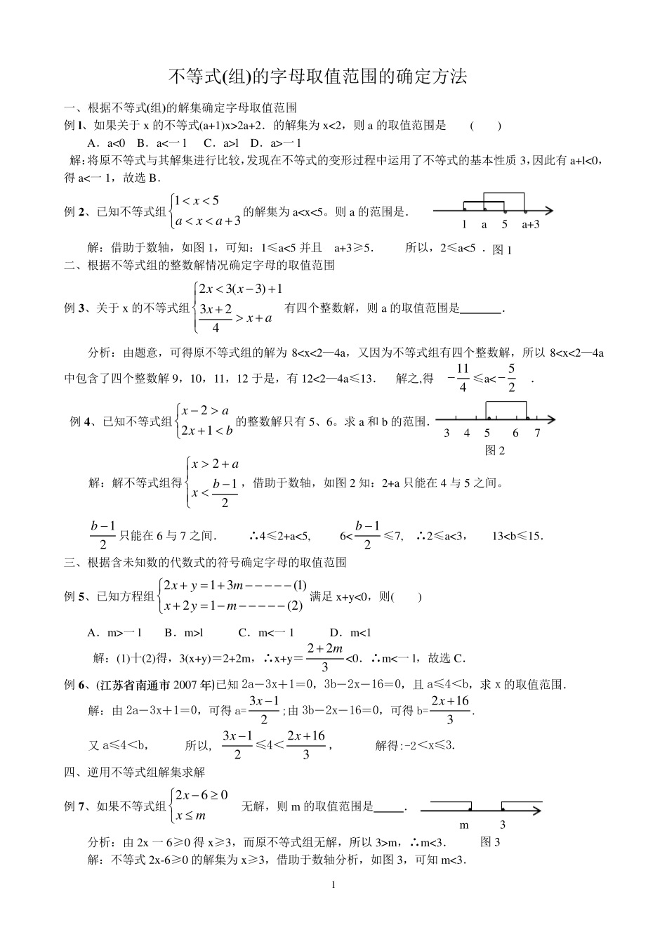 不等式(组)的字母取值范围的确定方法_第1页
