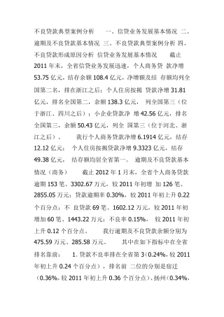 不良贷款典型案例分析