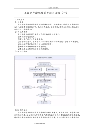 不良资产清收处置手段及流程