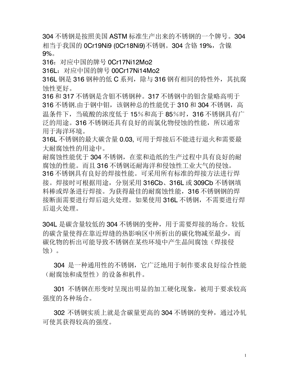 不锈钢型号分类介绍_第1页