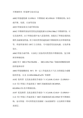 不锈钢焊丝、焊条的牌号、焊接材质查阅基本信息