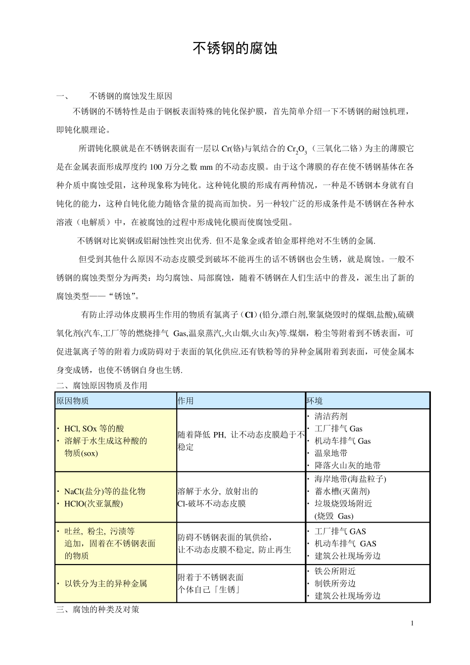 不锈钢的腐蚀_第1页