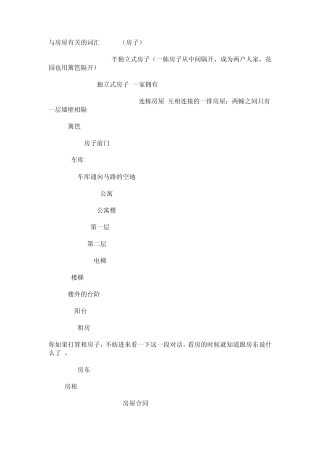 与房屋有关英语词汇