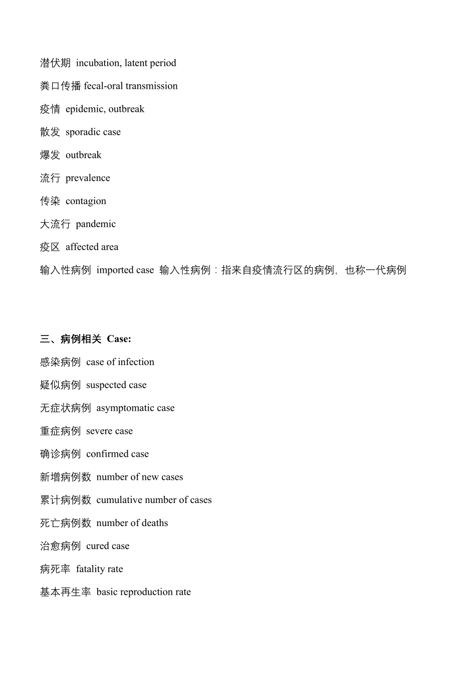 与新冠疫情相关的英语常用词汇总关于新冠疫情单词_第2页
