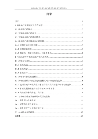 与永旺合作开发商业地产可行性报告1