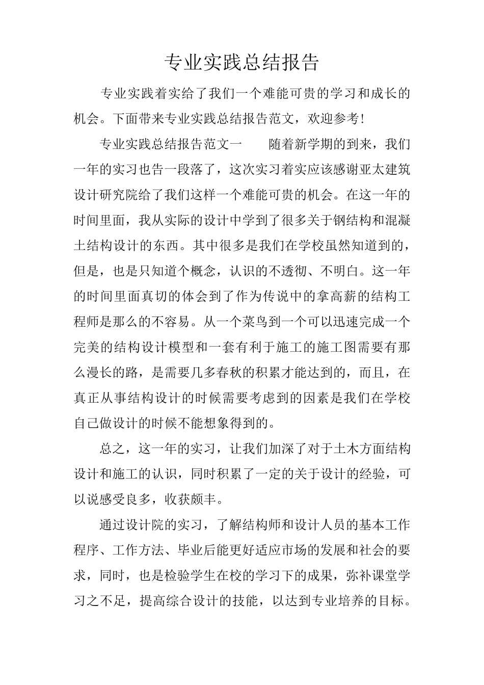 专业实践总结报告_第1页