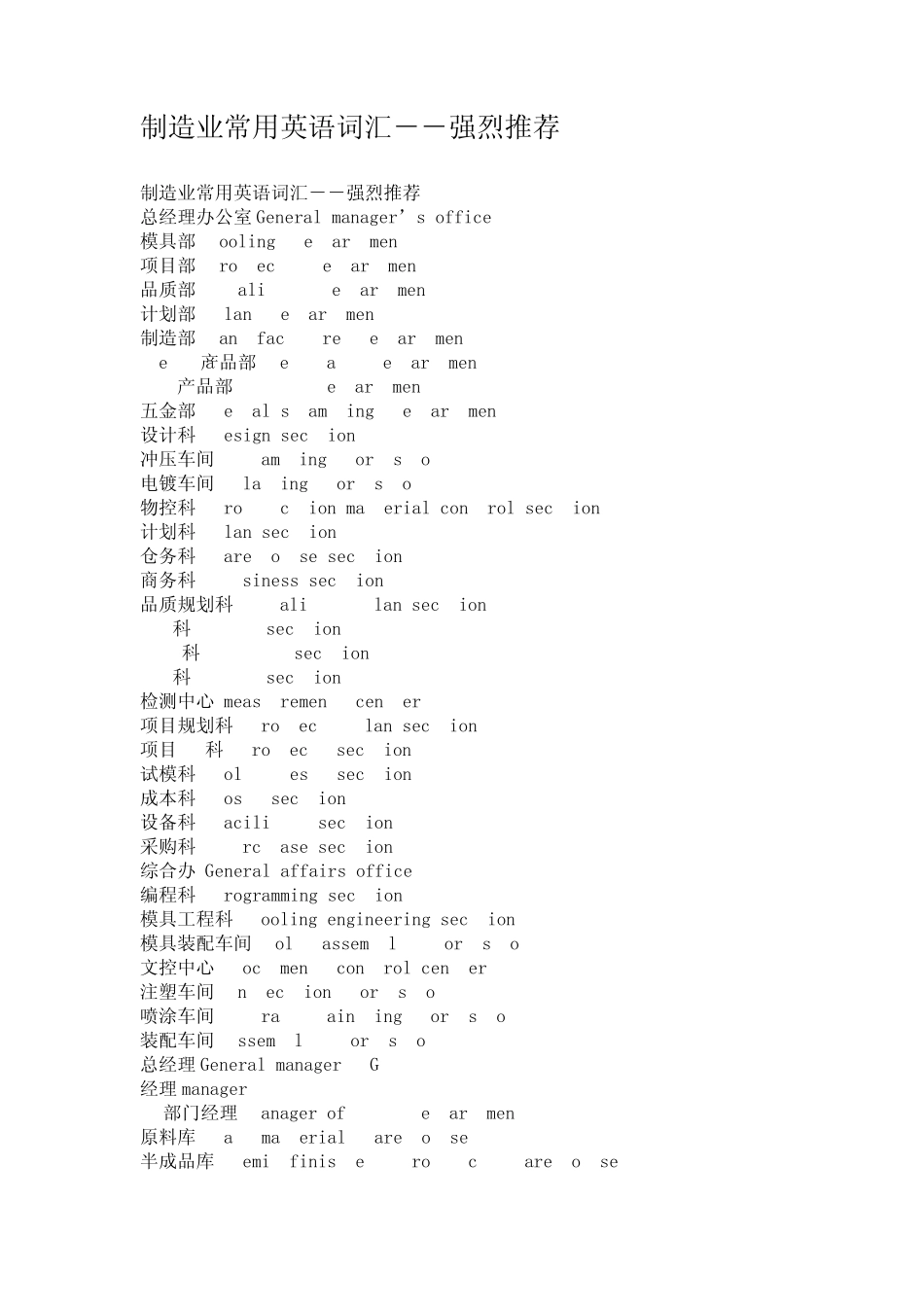 专业常用英语词汇_第1页