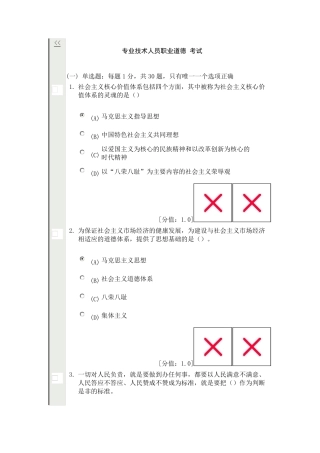 专业技术人员职业道德考试201208(84分)