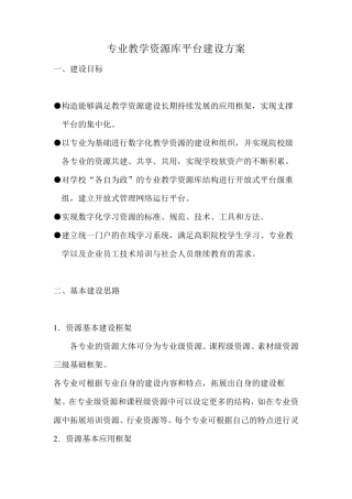 专业教学资源库平台建设方案