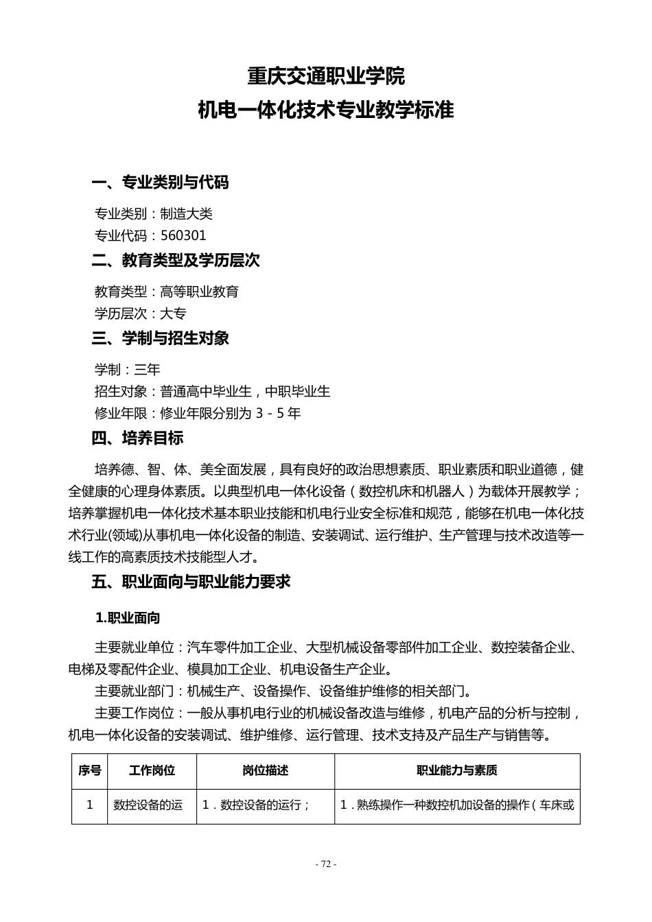 专业教学标准(机电一体化技术)_第1页