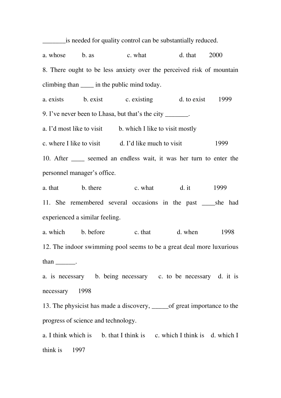 专四历年语法真题总结_第3页