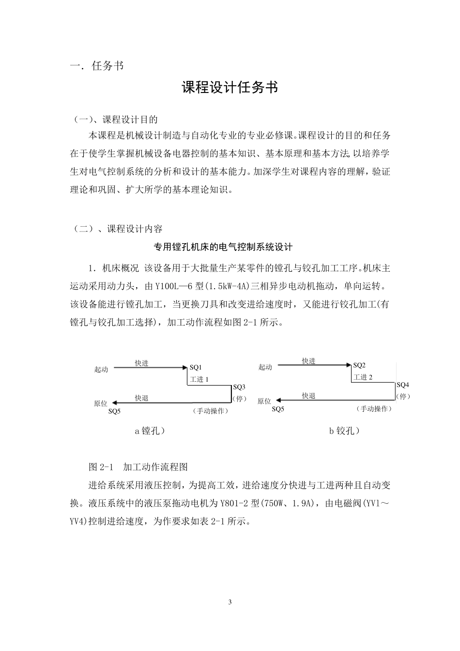 专用镗孔机床的电气控制系统设计说明书_第3页