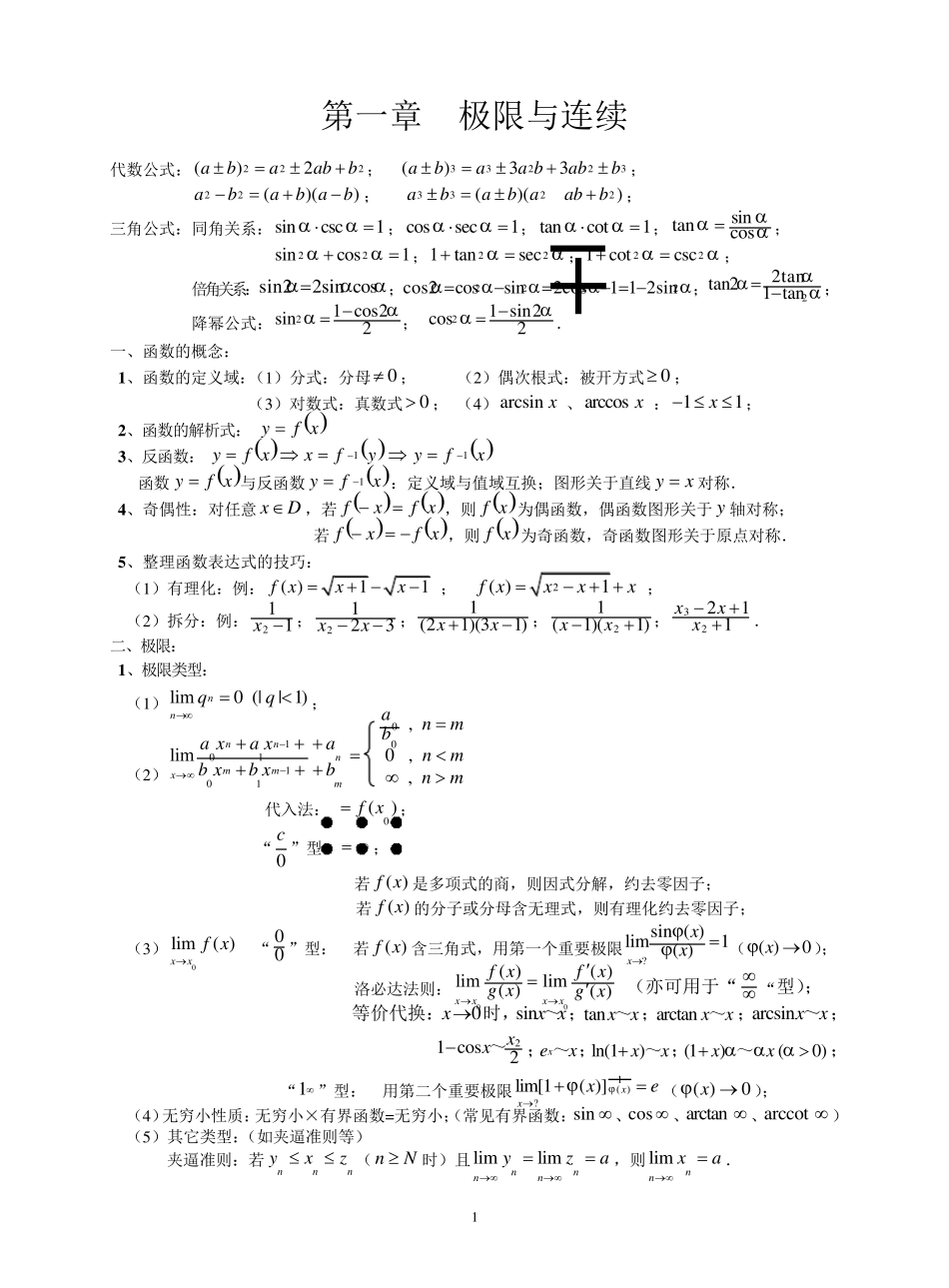 专转本数学知识点_第1页