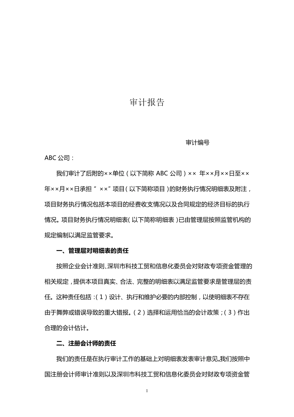 专项审计报告样本_第2页