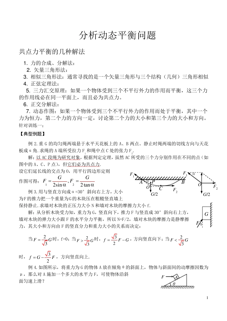 专题分析动态平衡_第1页
