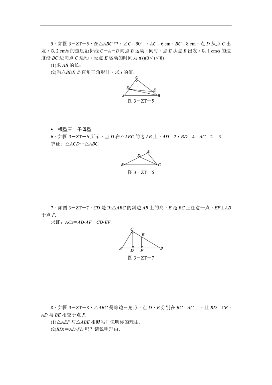 专题训练相似三角形的五种基本模型_第2页