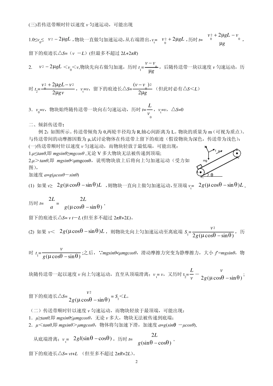 专题讲座《关于传送带传送物体问题》_第2页