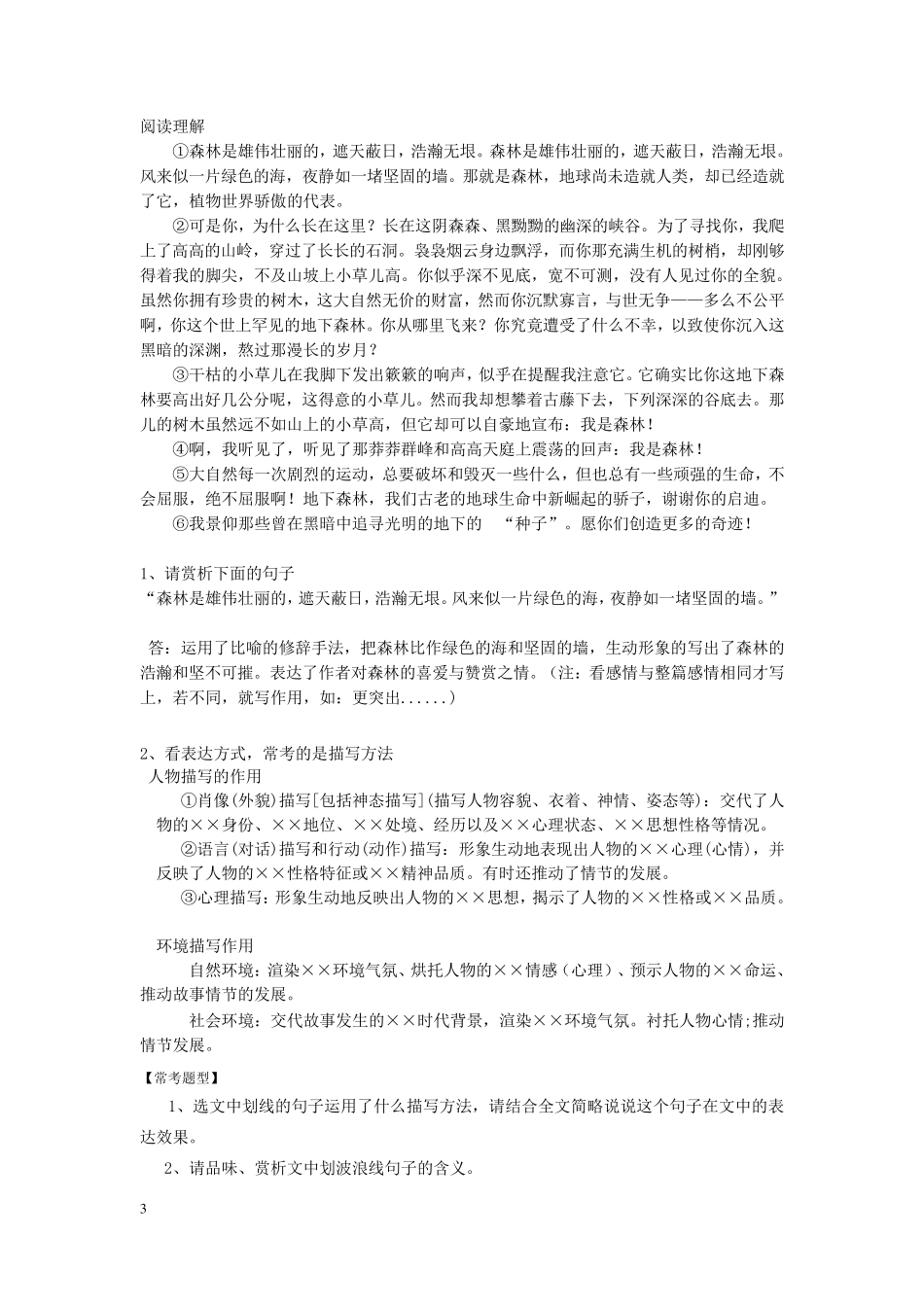 专题阅读——句子赏析_第3页