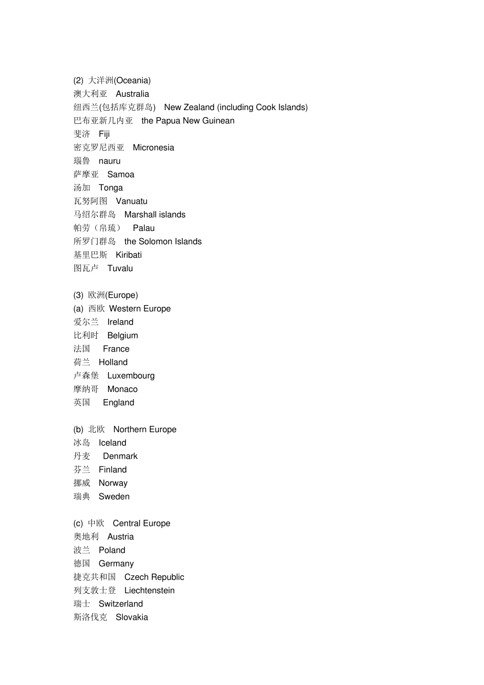 世界七大洲有哪些国家分布_第2页