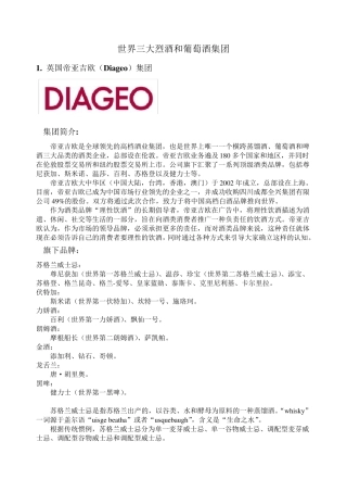 世界三大烈酒及葡萄酒集团