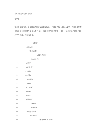 世界业余无线电呼号前缀图
