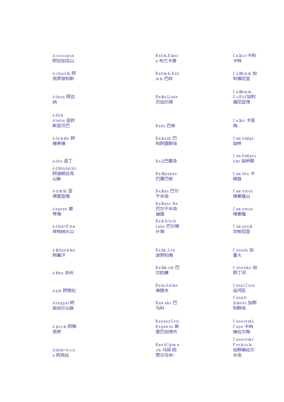 世界主要城市地名(中英对照)_第2页