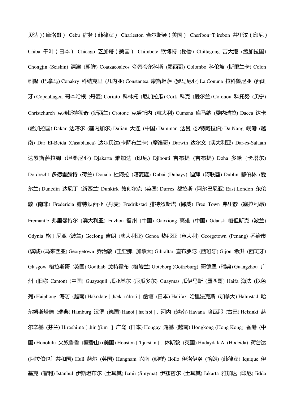 世界主要港口英文(自己增加英文音标)及国际物流常用英文_第3页